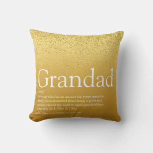 Opa, opa, Papa Definition Gold Glitter Kussen