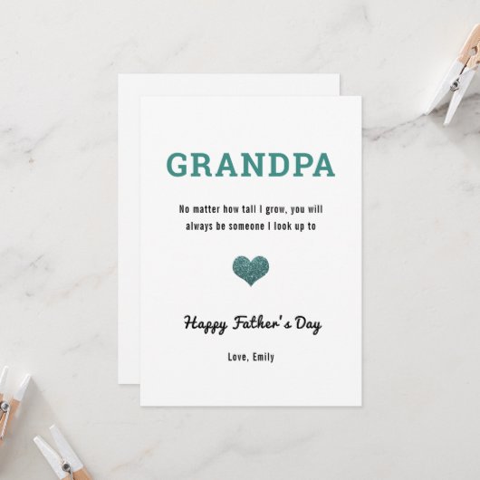 Opa Opa Vaders Dag schattige hart glitter Kaart (Voorkant / Achterkant in situ)