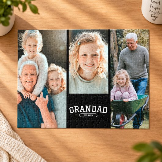 Opa Opgericht 3 Foto Collage Script Cadeau Legpuzzel