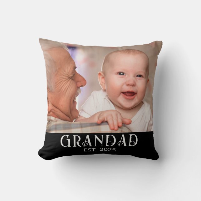 Opa Opgericht Foto Cadeau Kussen (Voorkant)