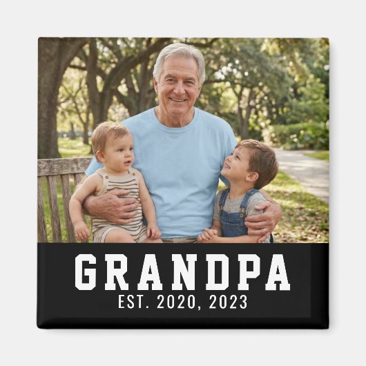 Opa Opgericht Foto Cadeau Magneet (Voorkant)