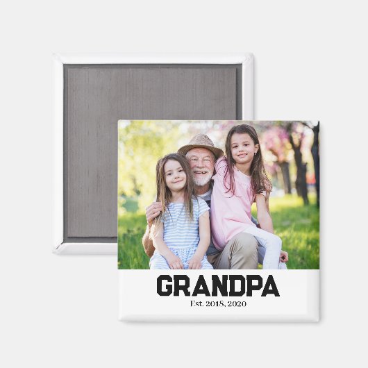 Opa Opgericht Foto Cadeau Magneet (Voorkant / Achterkant)