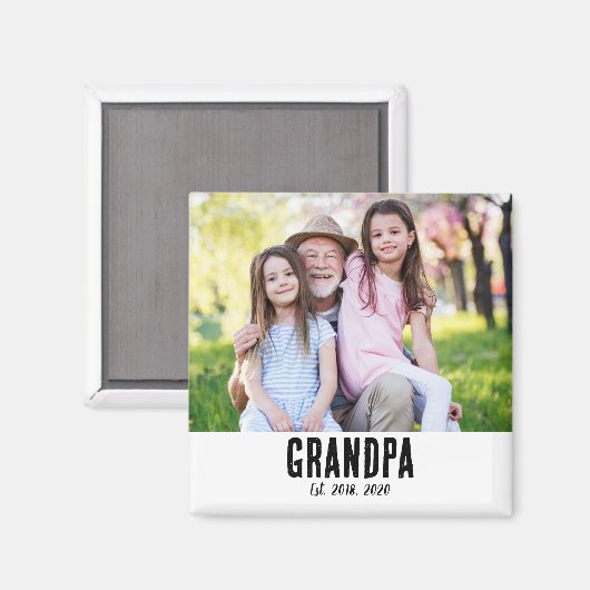 Opa Opgericht Foto Cadeau Magneet (Voorkant / Achterkant)
