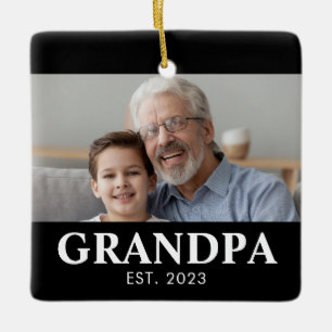 Opa Opgericht Foto Grootouders Kerstmis Keramisch Ornament