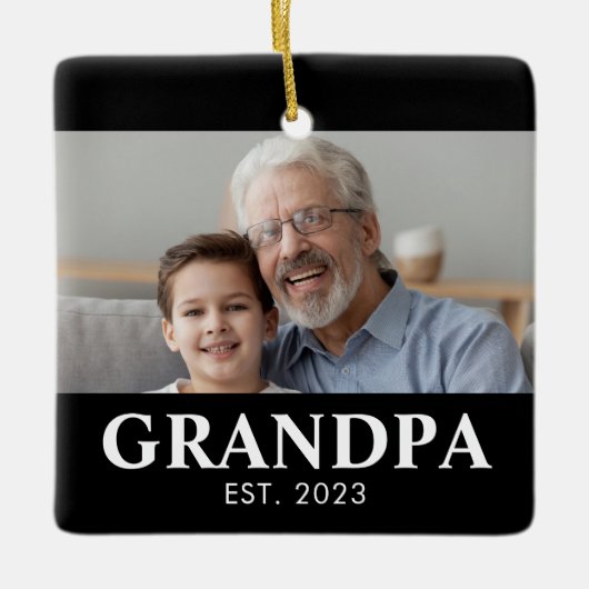 Opa Opgericht Foto Grootouders Kerstmis Keramisch Ornament (Voorkant)