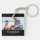 Opa Opgericht Foto Wit Vet Minimaal Tekst Sleutelhanger (Achterkant)