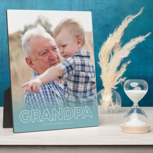 "Opa" Opgericht Jaar | Vaderdag Foto Plaat (Zijkant)