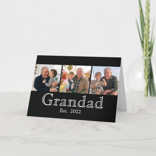Opa Opgericht Minimaal Witte Vette Tekst 3 Foto Kaart (Voorkant)