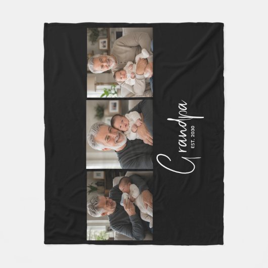 Opa Opgericht Script Black 3 Foto  Fleece Deken (Voorkant)