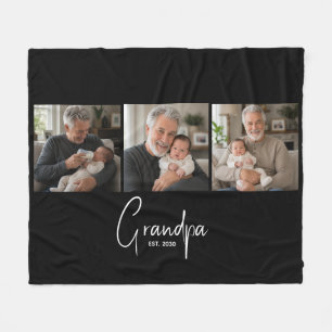 Opa Opgericht Script Black 3 Foto Fleece Deken