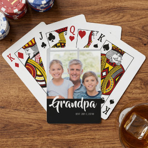Opa Opgericht Script Zwart Foto Pokerkaarten