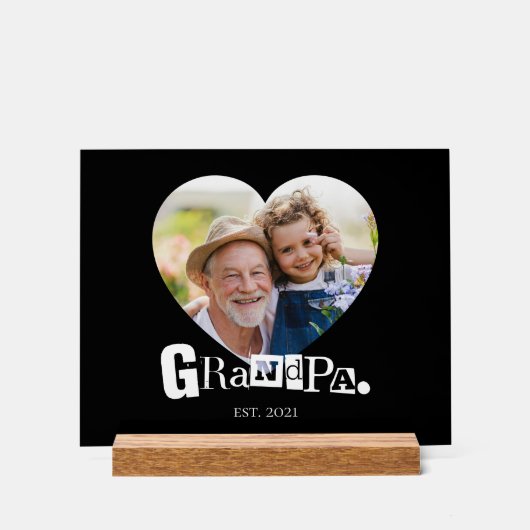 Opa Oprichtte Grootvader Hart Foto Cadeau Acryl Bord (Voorkant)