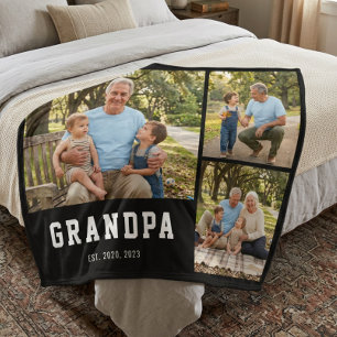 Opa Oprichtte Moedige Moderne Zwarte 3 Foto Fleece Deken