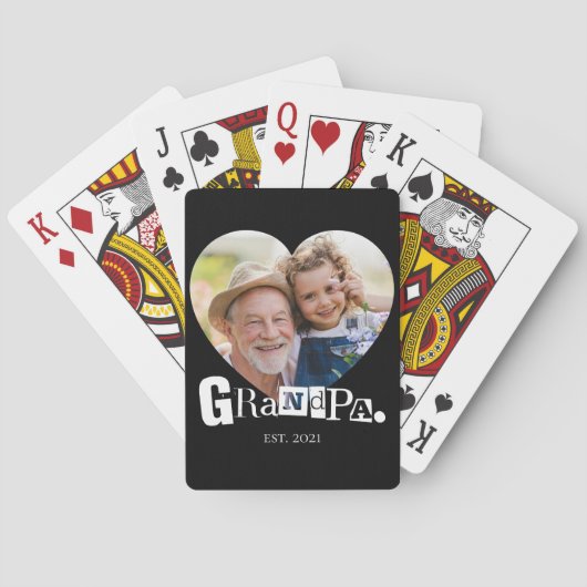 Opa Oprichtte Opa Hart Fotocadeau Pokerkaarten (Achterkant)
