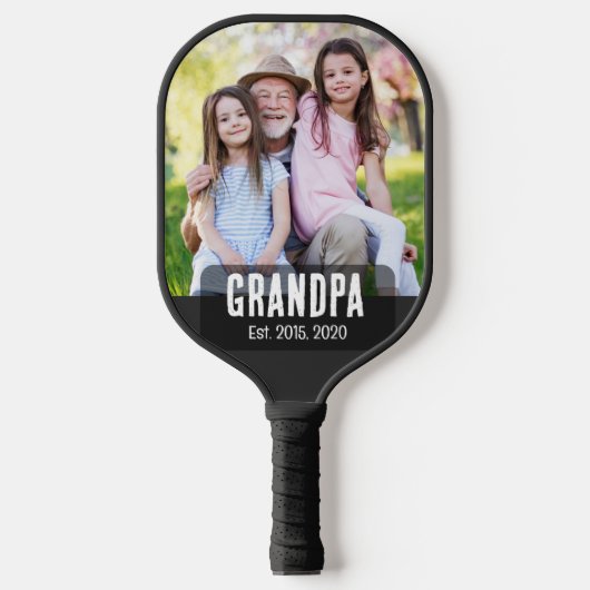 Opa Oprichtte Wit Grunge Script Foto Pickleball Paddle (Voorkant)
