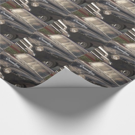 Opa, oude, zwarte Chevy, cadeauomslag. Cadeaupapier (Hoek)