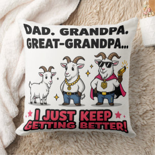 Opa Oudoom Grootvader GOAT Evolutie Cadeau Kussen