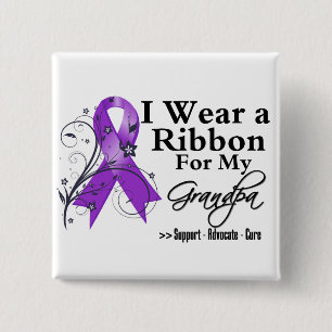 Opa Paars lint - Pancreaskanker Vierkante Button 5,1 Cm