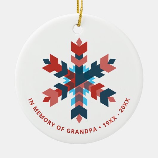 Opa Persoonlijke Memorial Keepomwille Snowflake Keramisch Ornament (Voorkant)