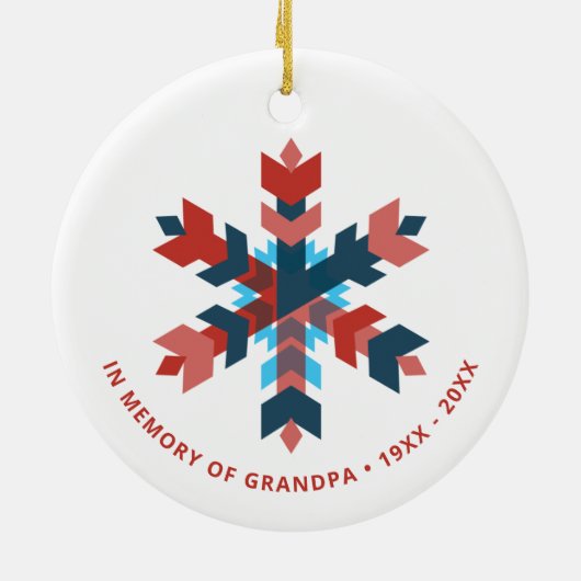 Opa Persoonlijke Memorial Keepomwille Snowflake Keramisch Ornament (Achterkant)