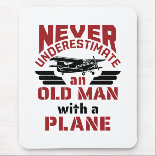 Opa Pilot Old Man with a Plane Muismat