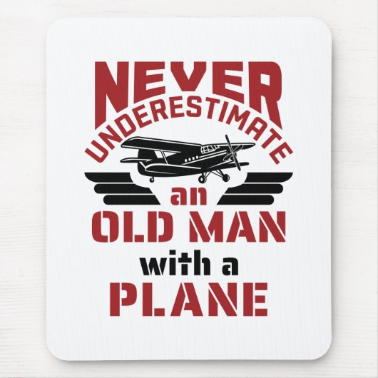 Opa Pilot Old Man with a Plane Muismat (Voorkant)