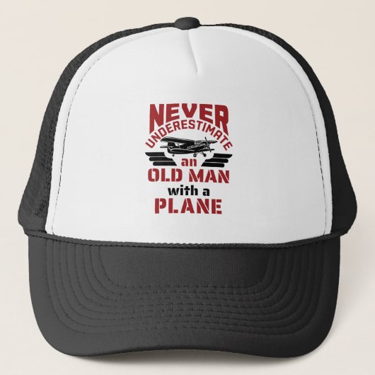Opa Pilot Old Man with a Plane Trucker Pet (Voorkant)
