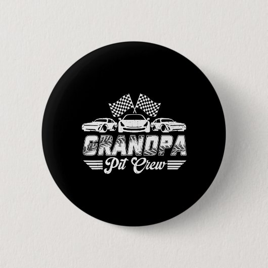 Opa Pit Crew Verjaardagsfeestje Race Auto Liefhebb Ronde Button 5,7 Cm (Voorkant)