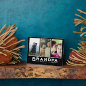 Opa Plaquette – Aangepaste Namen & 3 Foto Collage Fotoplaat (Zijkant)