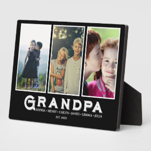 Opa Plaquette – Aangepaste Namen & 3 Foto Collage Fotoplaat