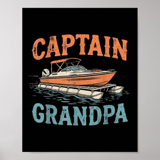 Opa Pontonboot Kapitein Vintage Nautilus Boot Poster (Voorkant)