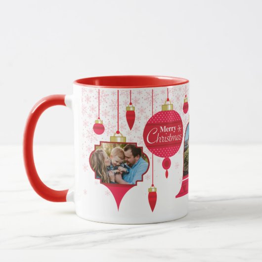 Opa Red Retro sierents Pink Snowflakes Mok (Links)