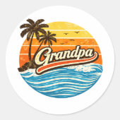 Opa Retro Zonsondergang Design Ronde Sticker (Voorkant)