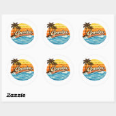 Opa Retro Zonsondergang Design Ronde Sticker (Vel)