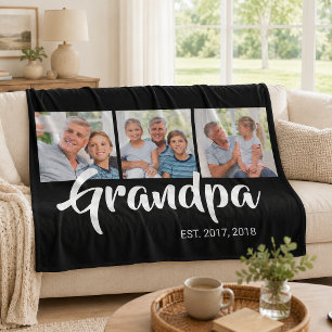 Opa Richtte Elegant Schrift Zwart 3 Foto Fleece Deken