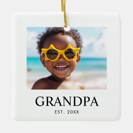 Opa Richtte Moderne Foto Op Keramisch Ornament (Voorkant)