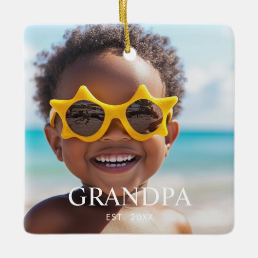 Opa Richtte Moderne Foto Op Keramisch Ornament (Voorkant)