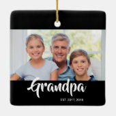 Opa Richtte Zwarte Witte Script Foto Op Keramisch Ornament (Achterkant)