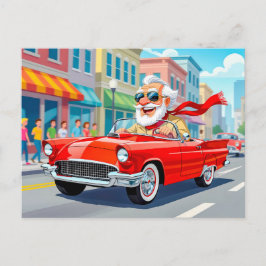 Opa rijdt in een cabriolet feestdagenkaart