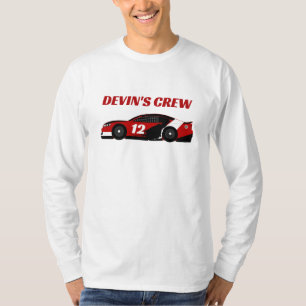 Opa rode raceauto crewed verjaardagsfeestje t-shirt
