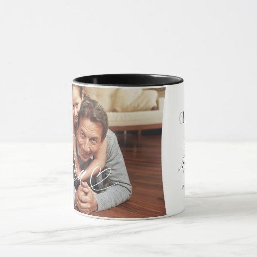 Opa Script Heart Dankbaar voor elk moment Foto Mok (Midden)