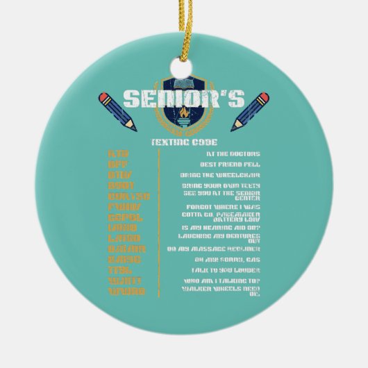 opa Senior Texting Code Funny Ouderen Keramisch Ornament (Voorkant)