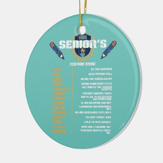  opa Senior Texting Code Funny Ouderen Keramisch Ornament (Links)