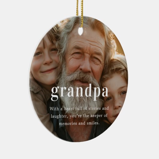 Opa | Sentimentele foto KeepSake Kerstmis Keramisch Ornament (Rechts)