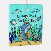 Opa Shark Familie Kerstversiering Keramisch Ornament (Rechts)