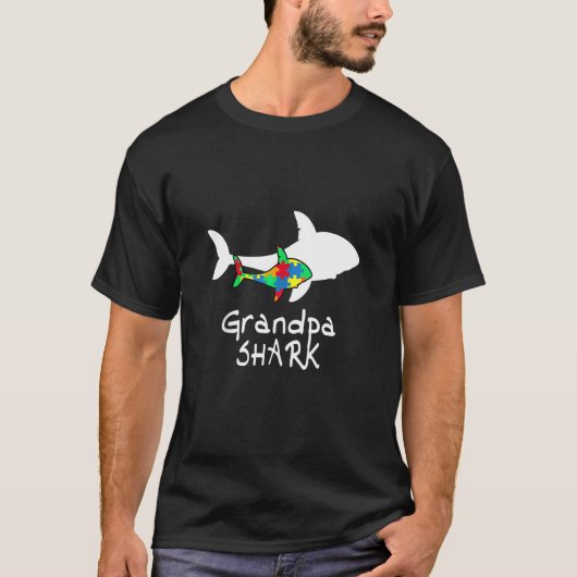 Opa Shark Puzzle Piece Cool Autism Awareness T-shirt (Voorkant)