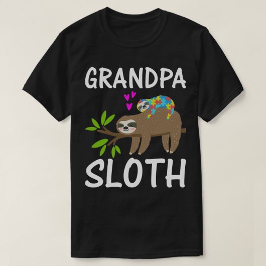 Opa Sloth Hearts Autisme Autisme Awarene T-shirt (Design voorkant)