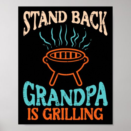 Opa staat te grillen BBQ Reddingsopa Poster (Voorkant)