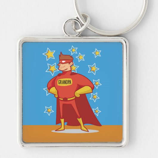 Opa Superheld op Vaderdag Sleutelhanger (Voorkant)