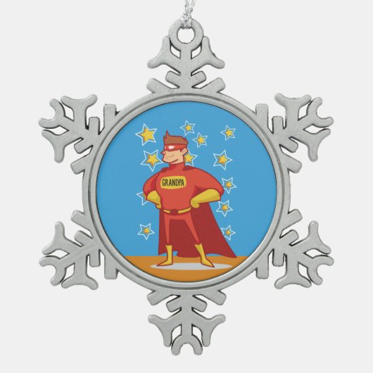 Opa Superheld op Vaderdag Tin Sneeuwvlok Ornament (Voorkant)